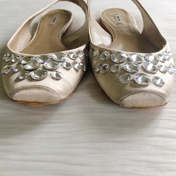 Miu Miu Ballet Satin Sling Back Flats - Picture 2 of 8